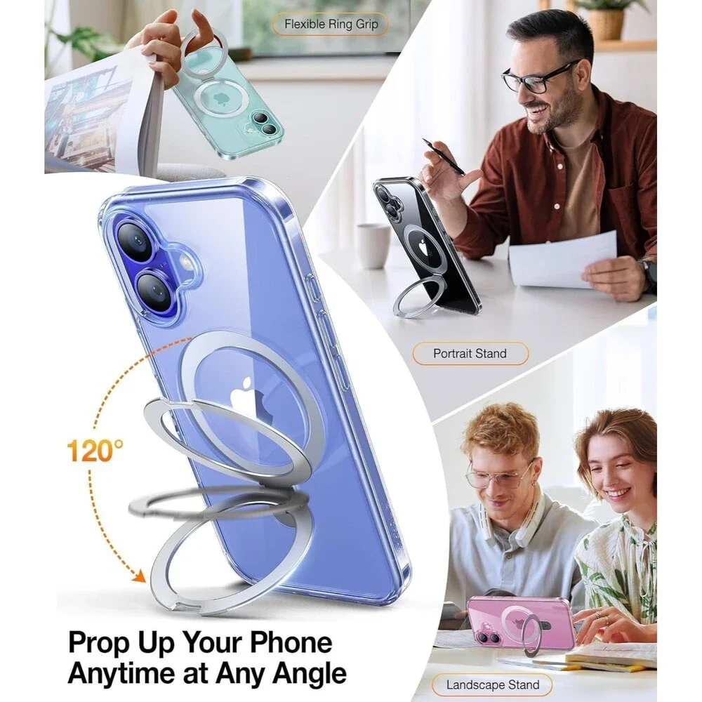 iPhone 16 Translucent Slim Magnetic Case Built-in Stand MagSafe-Crystal Clear